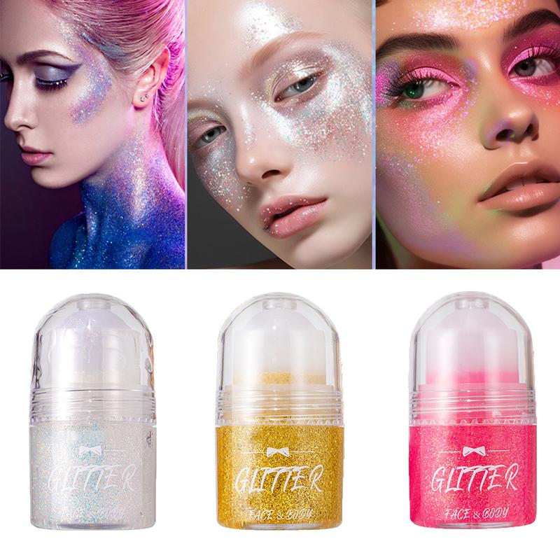 Roll-on Body Face Hair Glitter Gel, Holographic Glitter, Chunky Sequins for Festival Party Rave Accessories Makeup Cosmetic