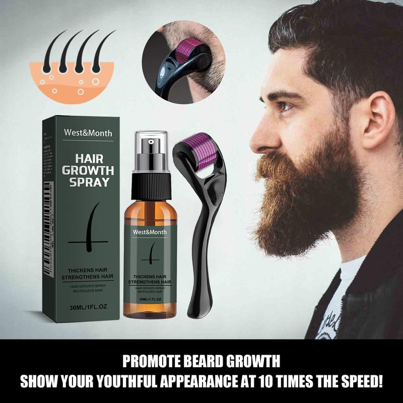 West&Month Moustache Spray Set, Moisturizing Spray Facial Hair Treatment Boosting Beard Growth Thickening Liquid beard  oil