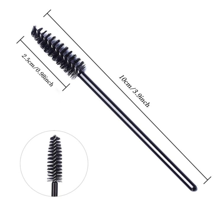 100 Pcs Disposable Eyelash Mascara Brushes for Eye Lashes Extension Eyebrow and Makeup (Black)