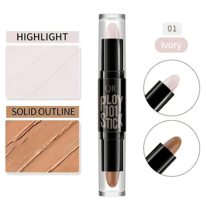 2 in 1 Cream Highlight Contour Stick, 3D Makeup Bronzer Shading Stick, Face Highlighters Sticks, Concealer Contour Highlighter Stick, Long Lasting Waterproof Natural Facial Makeup Tool, Gifts for Women Cosmetic Multicolor