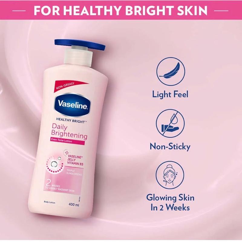 Vaseline Daily Brightening Lotion Even Tone 600 mL 2 Pack - Lightweight & Non-Greasy Formula for Radiant Skin - Body Care Comfort Cosmetic Comfort Cosmetic