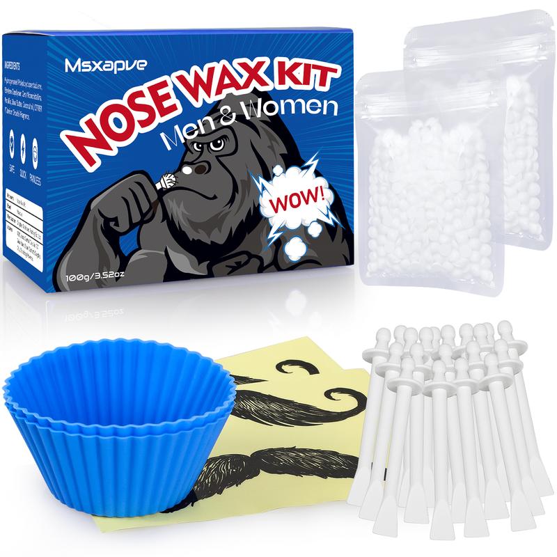 Nose Wax Kit Men | 100g Nose Hair Removal Wax Kit For Men & Women | Safe Quick Painless Nasal Waxing| 30 Applicators | 12 Mustache Guards | 15-20 Times Usage Body Care Smooth