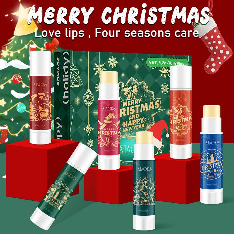 Six Christmas Wrapped Lipsticks-Christmas gift, lip balm to protect lips