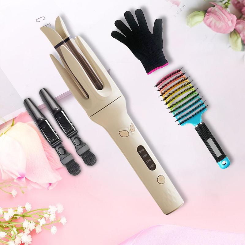 Automatic Curling Iron Set, 1 Set 28mm Hair Curler with Glove & Hair Clip & Comb, Professional Hair Styling Tool for Home & Salon Use