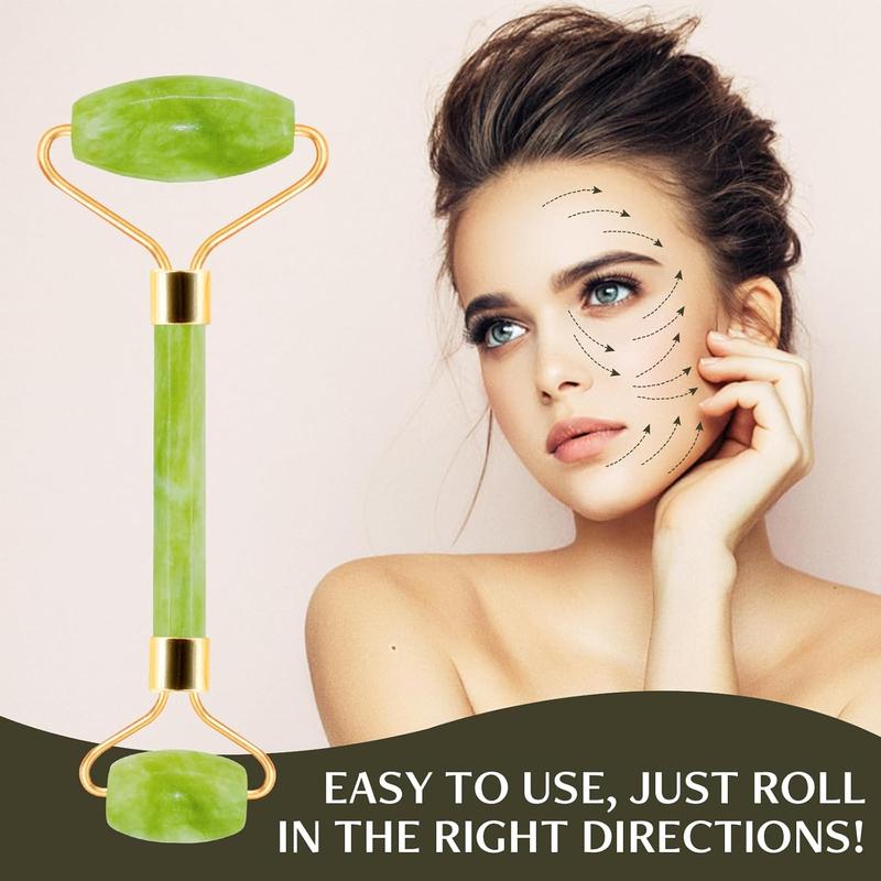 Gua Sha & Jade Roller Facial Tools Face Balm Roller and Cua Sha and Jade Roller Set for Reduces Puffiness and Redness Reducing SkinCare Routine, GuaSha Stone Self Care Gift for MenWomen, Christmas Gifts