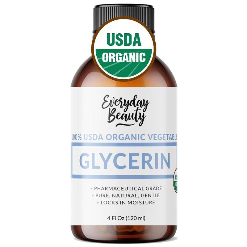 Organic Glycerin – USDA Certified - Perfect for DIY Beauty Products, Crafts, and Formulations – Derived From Coconut – Skin and Hair Moisturizer for Deep Hydration – 4 Fl Oz – By Everyday Beauty