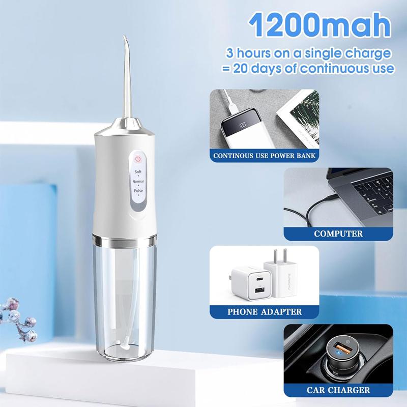 Rechargeable Oral Irrigator - 3 Modes, 4 Nozzles, Perfect for Travel Christmas present Rechargeable Portable Water Flosser