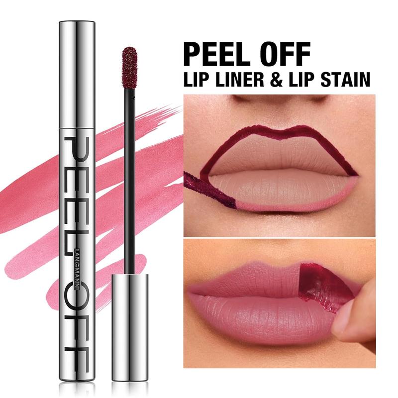 3PCs peel off lip liner stain, tattoo peel off lip liner set, long-lasting, waterproof, transfer-proof, high pigmented color lip liner makeup gift for women (#01 + 02 + 03)