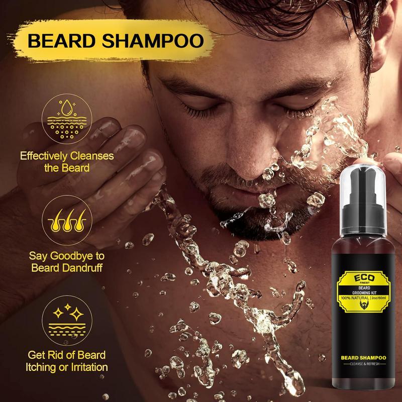 Beard Grooming Kit for Men, with Beard Shampoo, Beard Oil, Beard Balm, Beard Trimming Scissors, Beard Comb, Beard Brush,Storage Bag & Beard Apron | Beard Kit for Men Grooming and Care, Beard Men Gift Set