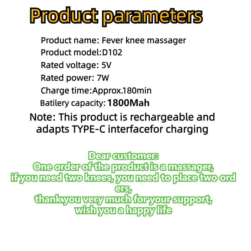 Heated Electric Knee Massager, 1 Set Adjustable Modes Knee Warmer Pad with Charging Cable, Personal Care Appliances for Home & Travel