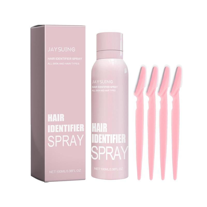 Hair Identifier Spray with 4 Counts Eyebrow Trimmer Set, Gentle Hair Removal Spray, Facial Hair Removal Product for Women