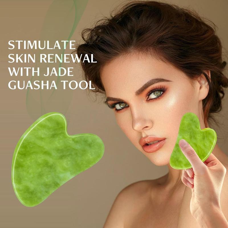 Gua Sha & Jade Roller Facial Tools Face Balm Roller and Cua Sha and Jade Roller Set for Reduces Puffiness and Redness Reducing SkinCare Routine, GuaSha Stone Self Care Gift for MenWomen, Christmas Gifts