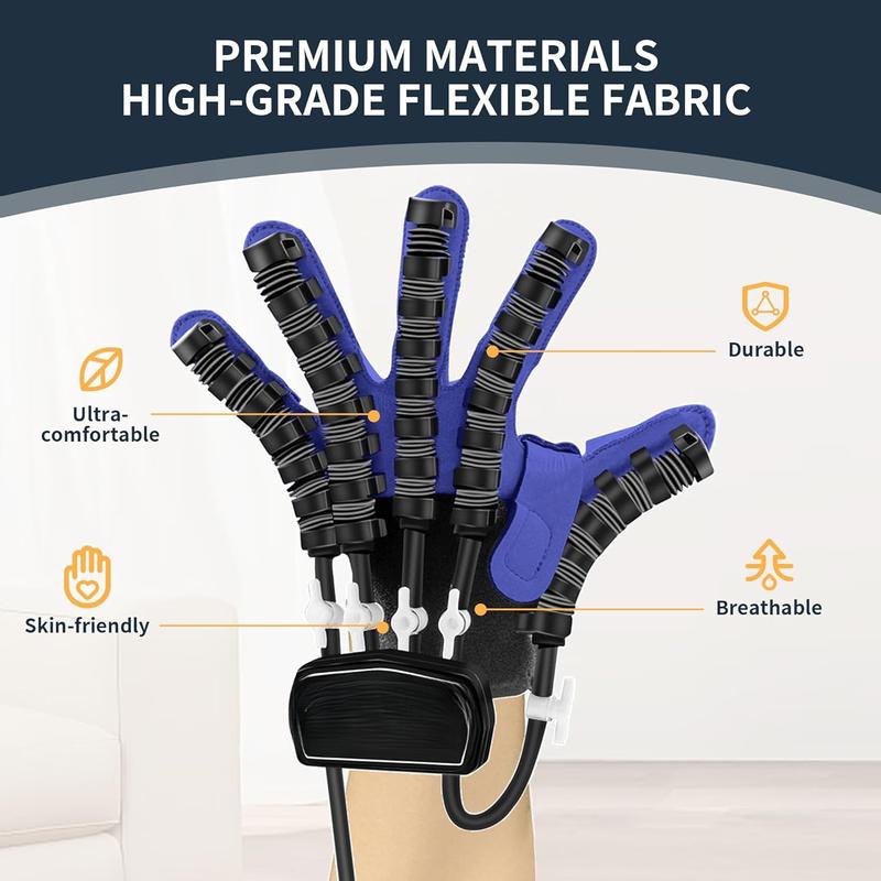 Hand Rehabilitation Robot Gloves Mobility Finger Training Equipment For Hemiplegia Stroke Cerebral Palsy Patient with USB Chargeable Left (Blue S)