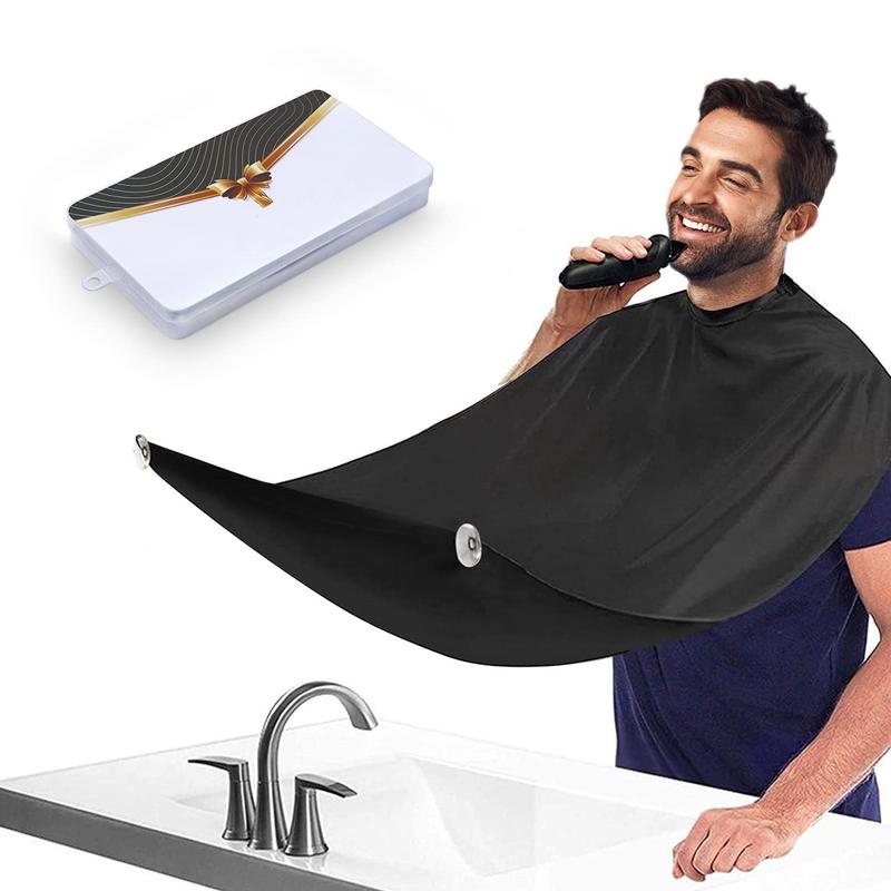 Beard Bib Beard Apron, Beard Hair Catcher for Men Shaving & Trimming Non-Stick Waterproof Beard Cape Hair Clippings Catcher Grooming Cloth with Suction Cups & A Box Birthday Gifts for Father's Day Men Him Boyfriend