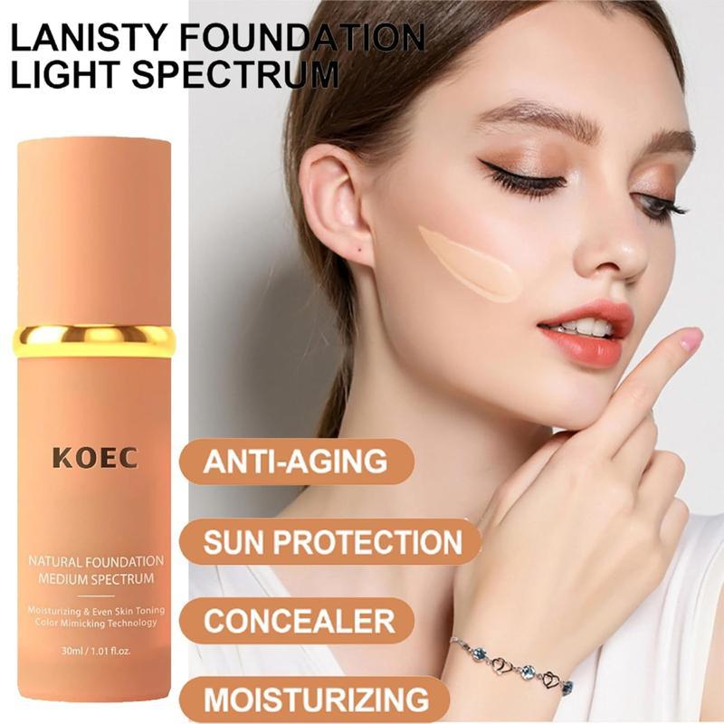 KOEC 4-in-1 Liquid Foundation for All Skin Types, Oil-Free Soft Matte Long-lasting Concealer Moisturizer with 24 Hour Coverage, Suitable for Any Skin Type