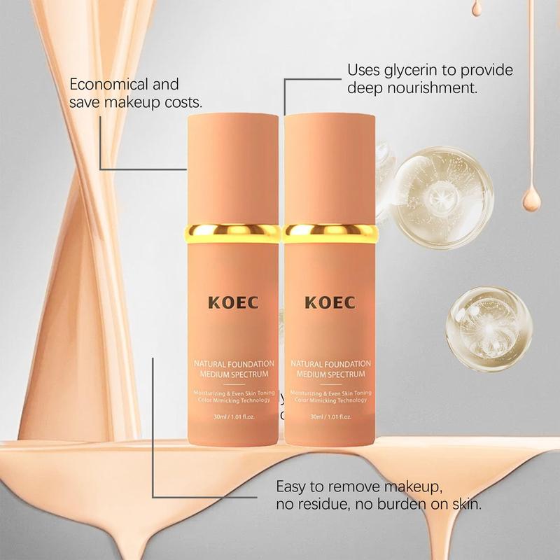 KOEC 4-in-1 Liquid Foundation for All Skin Types, Oil-Free Soft Matte Long-lasting Concealer Moisturizer with 24 Hour Coverage, Suitable for Any Skin Type