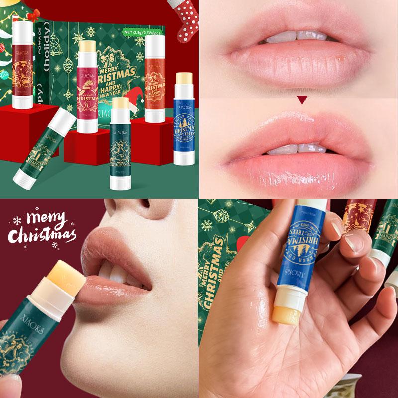 Six Christmas Wrapped Lipsticks-Christmas gift, lip balm to protect lips