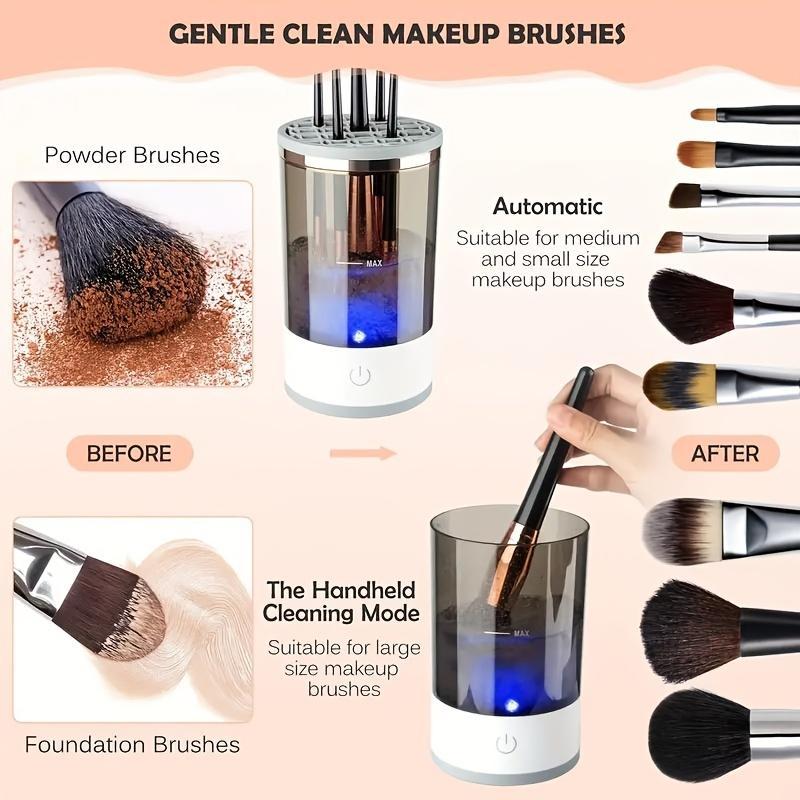 Portable Electric Makeup Brush Cleaner, USB Rechargeable Makeup Brush Cleaning Machine, Brushes Drying Rack, Makeup Tool for Women & Girls