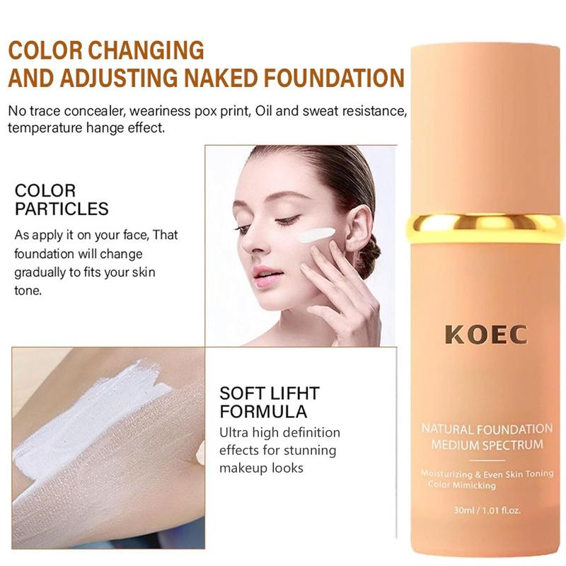 KOEC 4-in-1 Liquid Foundation for All Skin Types, Oil-Free Soft Matte Long-lasting Concealer Moisturizer with 24 Hour Coverage, Suitable for Any Skin Type