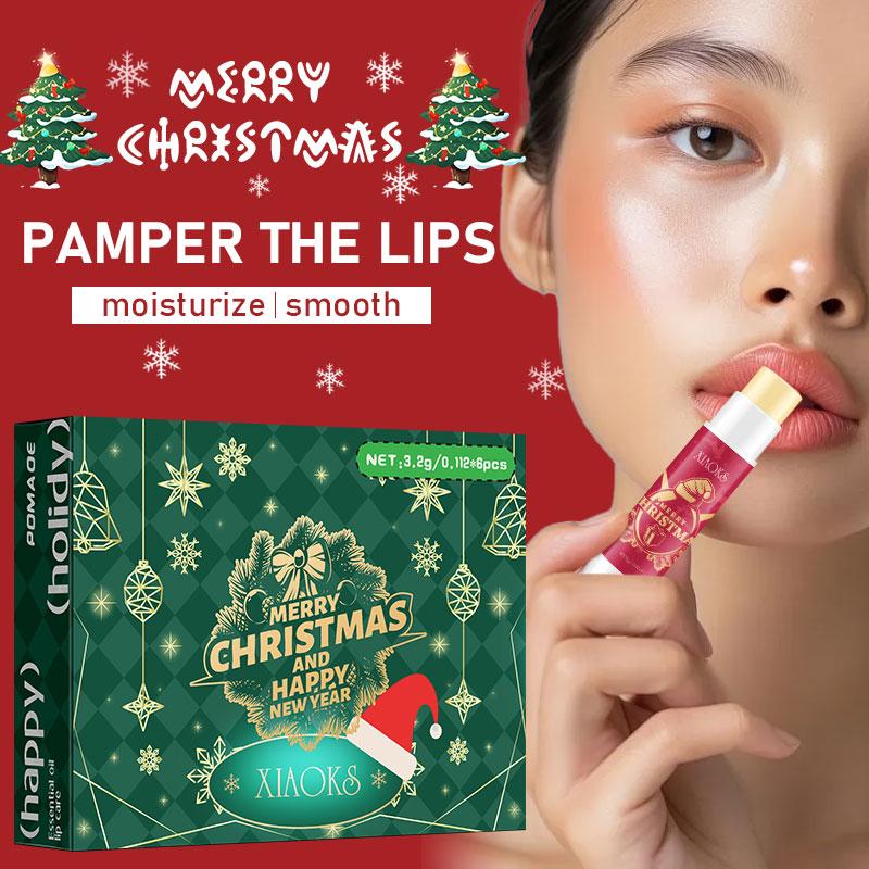 Six Christmas Wrapped Lipsticks-Christmas gift, lip balm to protect lips