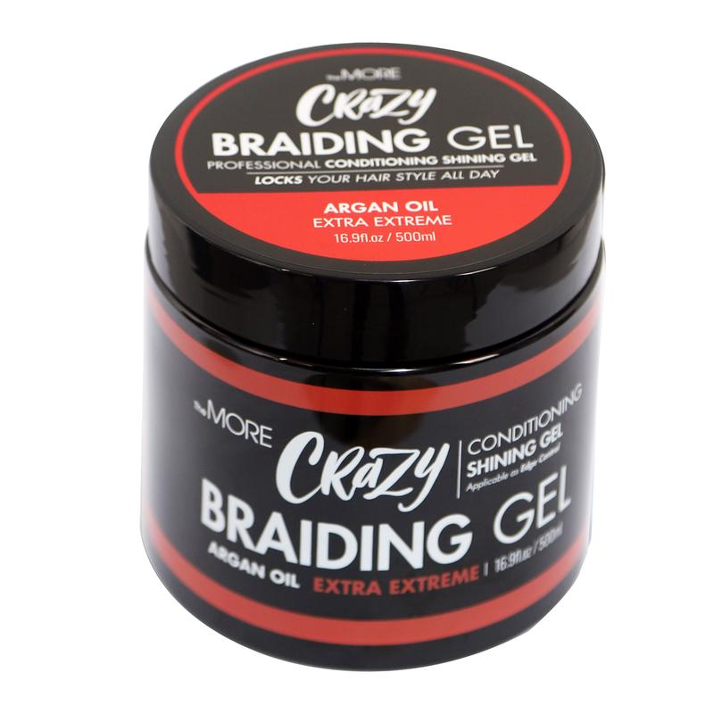 TheMORE Crazy Braiding Gel Argan Oil Extra Extreme Hold 500ml | All Hair Types, Perfect for Braiding, Twisting, Smooth Edges for Your Styling