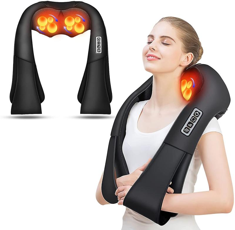 Shiatsu Back and Neck Massager, Back Massager Deep Tissue Kneading Massager Neck and Shoulder Massager with Heat, Electric 4D Massage Pillow Fathers Day Dad Gifts from Daughter(NOT Cordless)