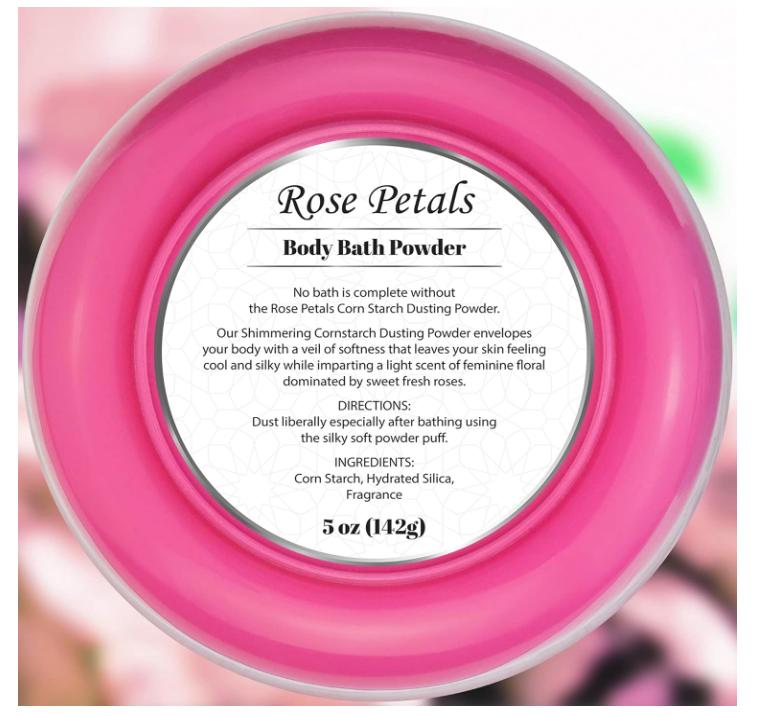 BBody Bath Powder for Women, 100% Talc-Free, Elegant Rose Petals Dusting Powder with Powder Puff, Extra Large (5oz)