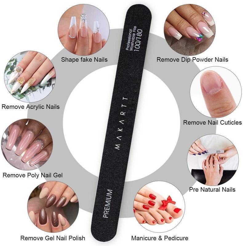 Makartt 10pcs Nail File Kit - 100 180 Grit Emery Boards, Black Manicure Nail Care