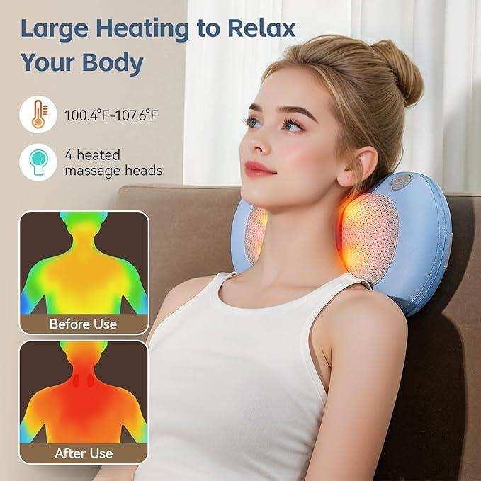 Hot neck massager, relieve muscle pain, 3D kneading massage is super comfortable, suitable for men and women, Gift Daily