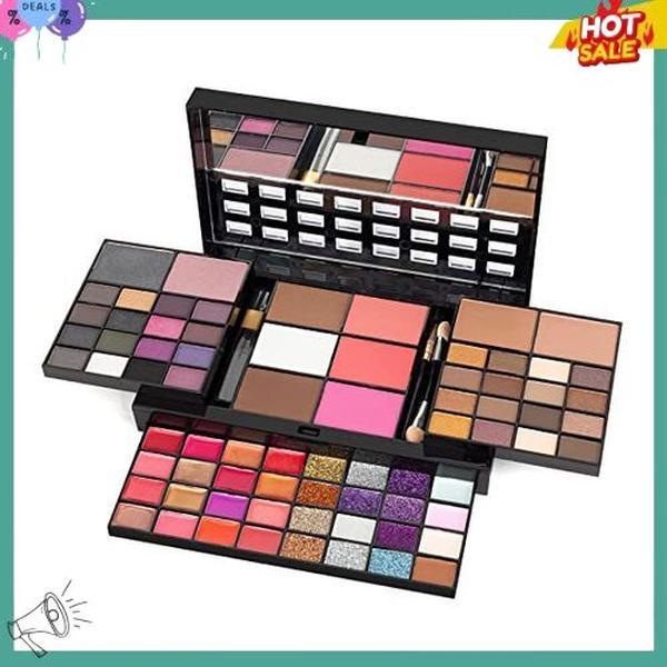 All In One Makeup Gift Kit - Ultimate Color Combination - 36 Eyeshadow, 28 Lip Gloss, 3 Blusher, 4 Concealer, 3 Contour Powder, 3 Brushes, 1 Mirror, 74 Colors Palette Set