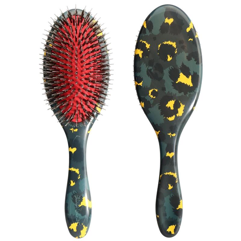 Denman Cushion Hair Brush (Medium) with Soft Nylon Quill Boar Bristles - Porcupine Style for Grooming, Detangling, Straightening, Blowdrying and Refreshing Hair \u2013 Black, D81M