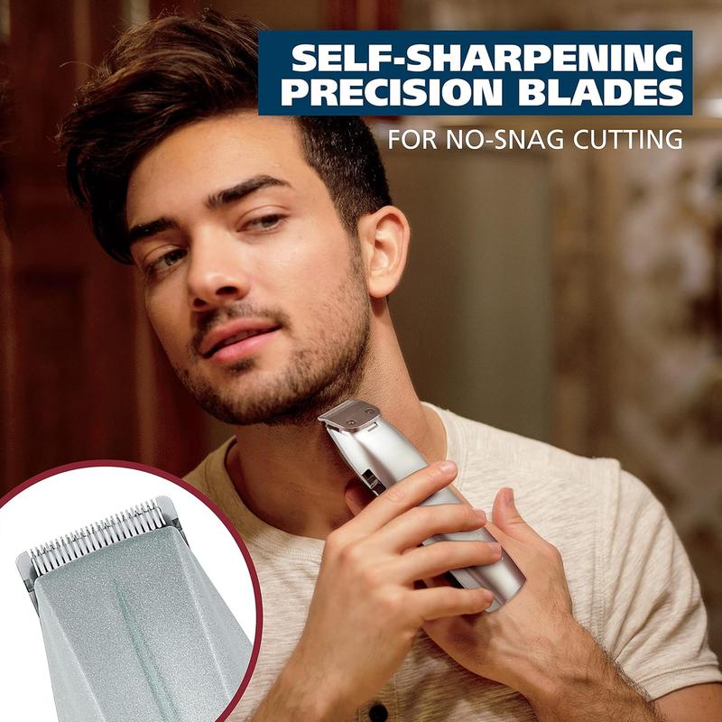 Beard Trimmer for Men - Battery Operated Facial Hair Grooming Set for Mustaches, Beard, Neckline, Light Detailing and Grooming with Bonus Battery Nose & Ear Hair Trimmer - Model 5537-420