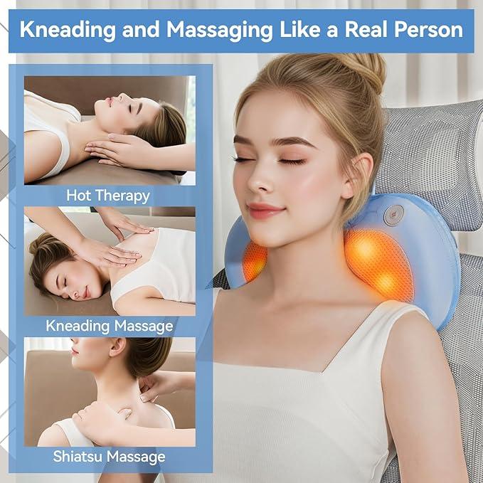 Hot neck massager, relieve muscle pain, 3D kneading massage is super comfortable, suitable for men and women, Gift Daily