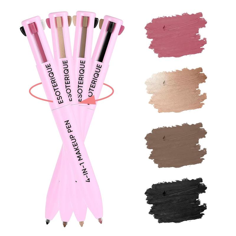 4-in-1 makeup pencil, eyeliner, lip liner, brow pencil and highlighter in one pencil, convenient and compact for travel - animal-free and vegan-friendly, shade 03