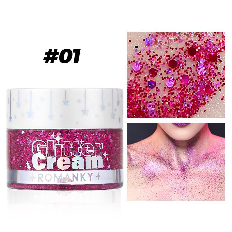 Glitter Gel for Body Makeup, 1 Count Long-lasting Multi-use Body Makeup Gel for Hair & Face, Shimmer Sequins Gel Perfect for Music Festivals & Performances