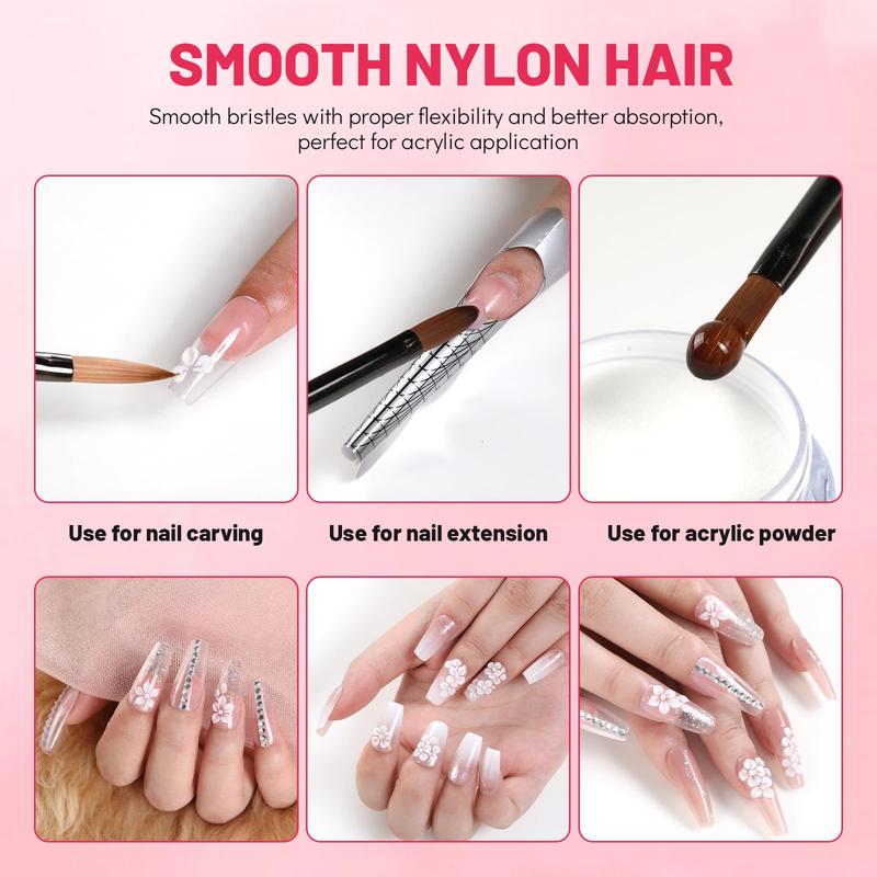 Acrylic Nail Brush Set - Acrylic Nail Brush for Acrylic Powder, Acrylic Application, Nail Extension and 3D Nail Sculpting for Beginners and Professionals Electric Nail