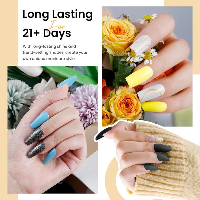 24 Pcs Gel Nail Polish Set 21 All Seasons Colors Gel Nail Polish Glossy & Matte Top Coat Yellow Orange Green Blue Pink Gel Polish Gel Nail Kit Gifts for Women