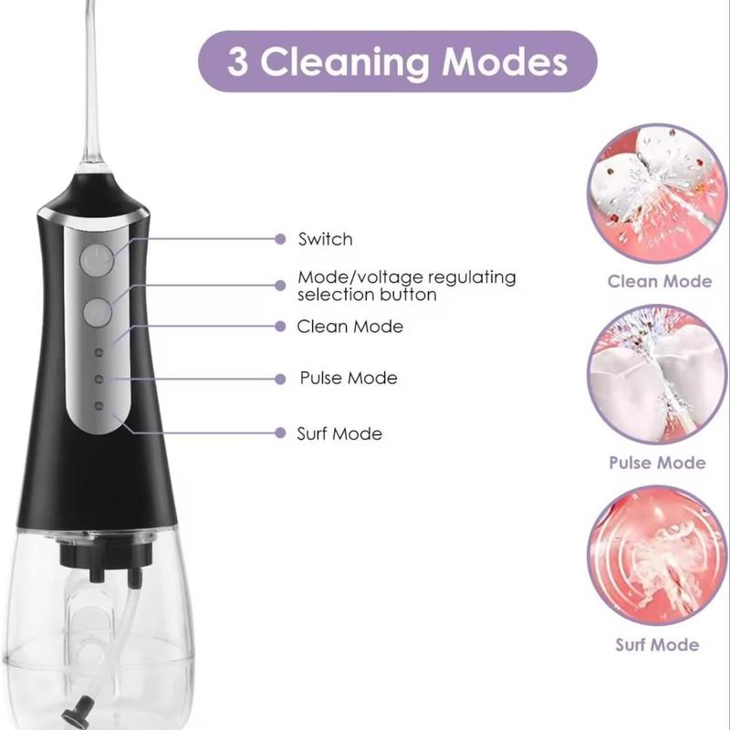 Portable Cordless Oral Irrigator, 1 Set Rechargeable Water Flosser with 3 Cleaning Modes & 5 Nozzles, Waterproof Oral Care Tool for Home & Travel