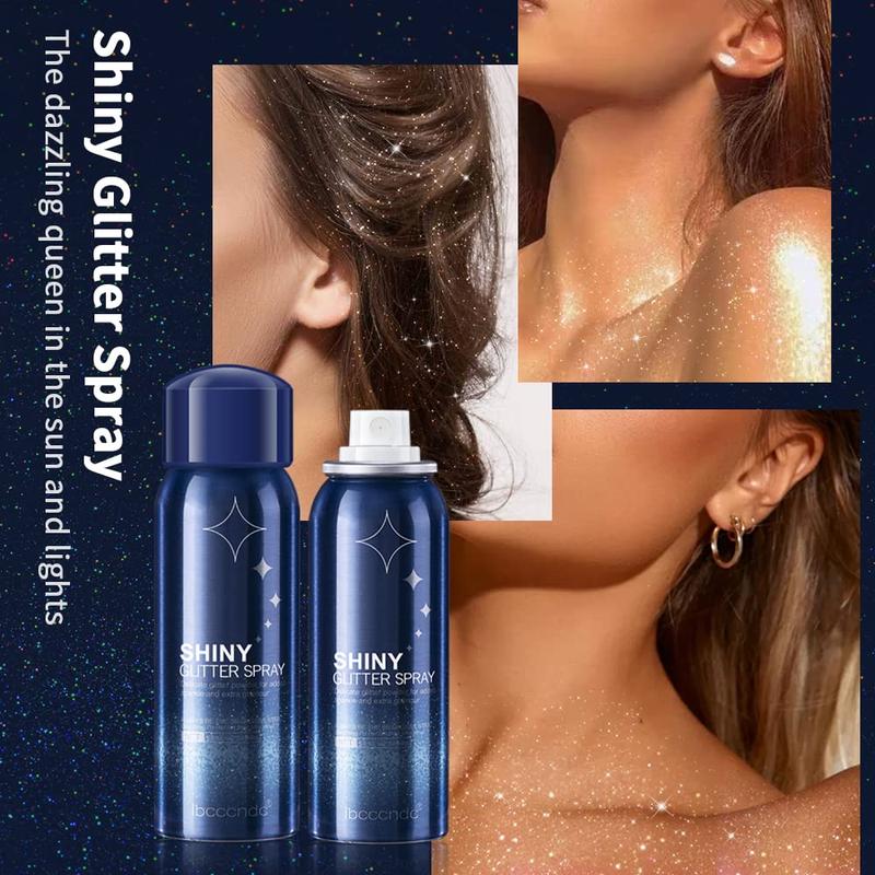 Shiny Body Glitter Spray, Body and Hair Glitter Spray, Body Shimmery Spray for Skin, Face, Hair and Clothing,Quick-Drying Waterproof Body Shimmery Spray for Prom Festival Rave Stage Makeup