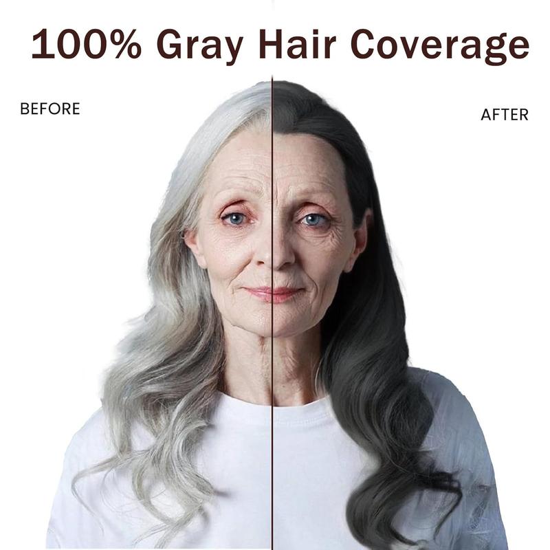 Natural Black 3-in-1 Hair dye shampoo, Instant 100% Gray Hair Color coverage, Unisex, Long-lasting Herbal Ingredient, Type Haircare, 16.9 fl oz