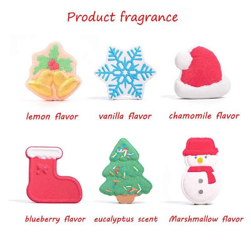 Christmas Festival Themed Bath Bomb, 6 Counts box Long Lasting Fragrance Moisturizing Bath Bomb, Body Wash & Soap Product for Women & Men