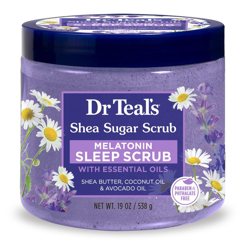 Dr Teal's Shea Sugar Sleep Body Scrub with Melatonin, Lavender and Chamomile Essential Oils, 19 oz - Coconut, Body Care