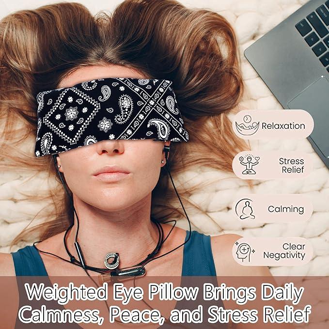 Hihealer Christmas Weighted Eye Mask for Sleeping - Lavender Aromatherapy Microwavable Hot Eye Mask, Moist Heat Compress for Yoga, Meditation, Headache Relief - Perfect Xmas Gift for Women