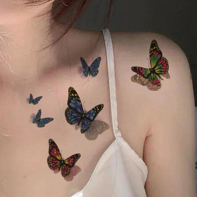 Butterfly Tattoos, 1 Count Temporary Tattoo, Realistic Long Lasting Fake Tattoos, Realistic Tattoo Sticker, Face Paint Body Paint Tattoo Sticker