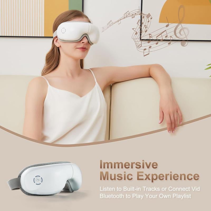 Eye Massager with Heat, Heated Eye Mask with Bluetooth Music, Massages Eye Muscles, Eye Care Gift with 5 Massage Modes and 180 Folding Design, Gifts for Friend, Mom and Dad.