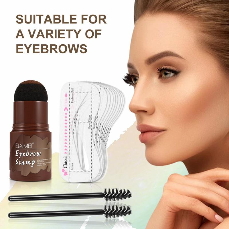 Eyebrow Printing Set, 1 Set Waterproof Eyebrow Stamp Powder Including Eyebrow Stamp & Eyebrow Card & Eyebrow Brush, Eye Brow Makeup Tool, Makeup Accessories