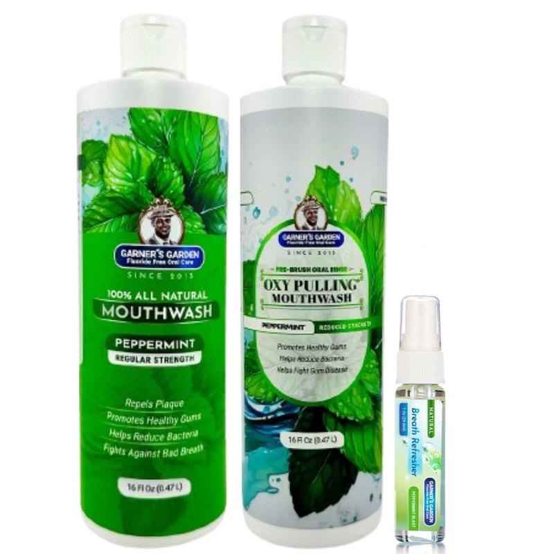 Garner's Garden Mouthwash and Oil Pulling Alternative Mouthwash Bundle + Breath Refresher Spray