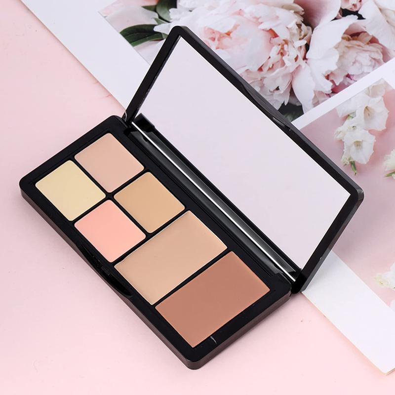 Concealer Contour Palette, 6 in 1 Color Correcting Concealer Contour Makeup Palette, Contour Foundation Highlighter Makeup Set for Dark Circles, Blemishes with 2 Pack Brushes