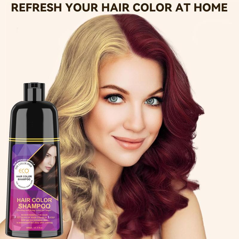 ECO Hair Dye, Quick-Action Hair Coloring Shampoo, Various colors available,Hair Care, Plant Extracts, Long-Lasting Formula Haircare Gel Nourishin,Wine-Red,Black,Brown,Ammonia-Free, Haircare, Mild (400 mL),Perfect Gifts for Women&Men