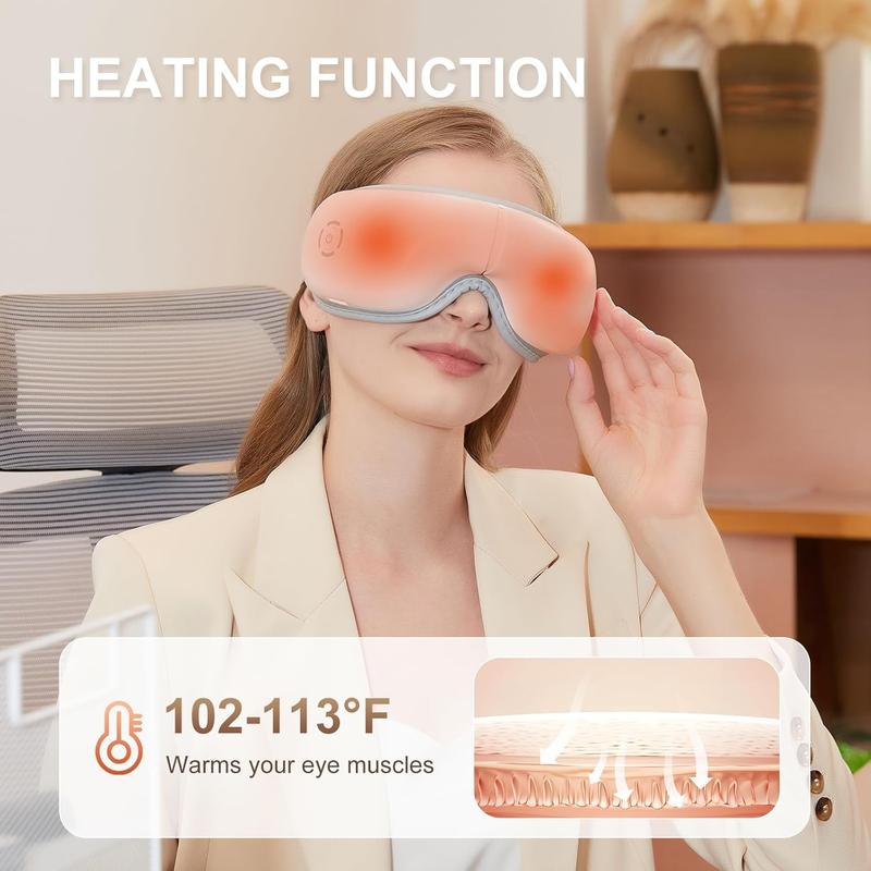 Eye Massager with Heat, Heated Eye Mask with Bluetooth Music, Massages Eye Muscles, Eye Care Gift with 5 Massage Modes and 180 Folding Design, Gifts for Friend, Mom and Dad.